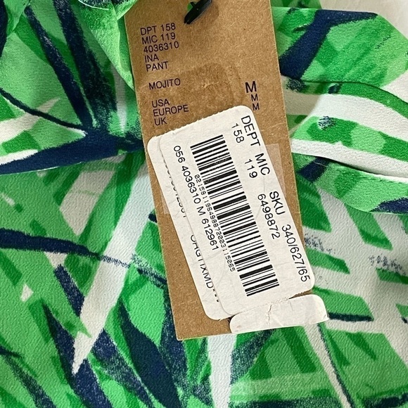 CREMIEUX INA Pants Tropical Leaf Medium Pull On Elastic Waist - Picture 10 of 11